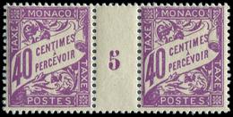** MONACO Taxe 19 : 40c. Violet, PAIRE Mill.5 - Postage Due