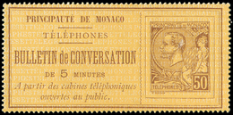 (*) MONACO Téléphone 1 : 50c. Brun Sur Jaune-or, TB. C - Telephone