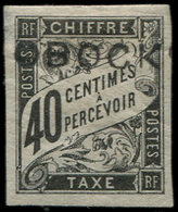 * OBOCK Taxe 14 : 40c. Noir, NON DENTELE, Réparé, B - Other & Unclassified