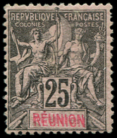 * REUNION 39a : 25c. Noir Sur Rose, DOUBLE REUNION, TB. Br - Other & Unclassified