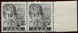 ** SARRE 216 : 10c. Sur 2pf. Gris, Surcharge Défse Tenant à Normal, TB - Unused Stamps