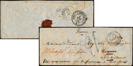 Let TAHITI LAC De Papeete 1855 Pour La France, Griffe Rouge "PANAMA/TRANSIT (T III), Mention Manus. "Voie Américaine Par - Autres & Non Classés