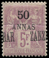 * ZANZIBAR 31 : 50a. Sur 5f. Lilas, Surcharge A CHEVAL, TB - Unused Stamps