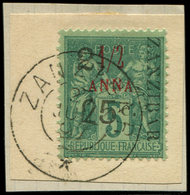 ZANZIBAR 32d : 2 1/2 Et 25c. Sur 1/2a. Sur 5c. Vert T IV, Obl. S. Fragt, TB, Cote Maury - Unused Stamps