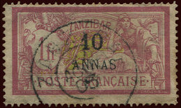 ZANZIBAR 55 : 10a. Sur 1f. Lie De Vin Et Olive, Obl., TB - Unused Stamps