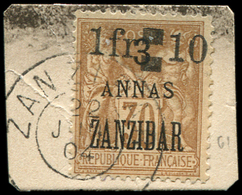 ZANZIBAR 61 : 1fr. Et 10 S. 3a. S. 30c. Brun, Obl. S. Fragt, TB. C - Unused Stamps