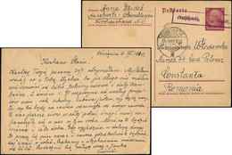 Let EMPIRE CP Entier Obl. Cachet Linéaire Violet + Cachet Constanta 14/3/40, Rare Doc. Venant Du Camp De Concentration D - Usati