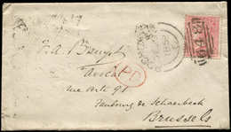 Let GRANDE BRETAGNE 18 : 4p. Rose, Obl. GC 648 + Càd Rochdale 29/12/58 Sur LSC Pour Bruxelles, Arr. 31/12/58, TB - Used Stamps