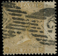 GRANDE BRETAGNE 23 : 9p. Jaune-bistre, Obl., Petit Pelurage, TB - Used Stamps