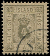 ISLANDE Service 4 : 4a. Gris, Obl., TB - Other & Unclassified