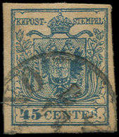 ITALIE (ANCIENS ETATS) LOMBARDO-VENETIE 5 : 45c. Bleu, Obl., TB - Lombardo-Venetien