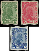 * LIECHTENSTEIN 1a/3a : 5h., 10h. Et 25h., Papier Mate, TB - Unused Stamps