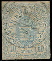 LUXEMBOURG 6 : 10c. Bleu Clair, Obl., TB - 1852 William III