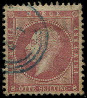 NORVEGE 5 : 8s. Carmin, Obl., TB - Used Stamps