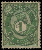 NORVEGE 16 : 1s. Vert, Obl., Cor Ombré, TB - Used Stamps