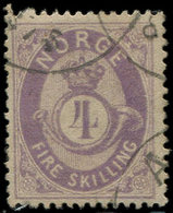 NORVEGE 19 : 4s. Violet, Obl., Cor Ombré, TB - Used Stamps