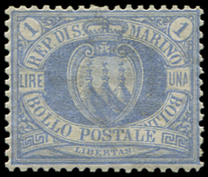 * SAINT MARIN 31 : 1l. Bleu-gris, Très Bon Centrage, Rare, TB. C - Unused Stamps
