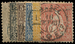 SUISSE 33/38 : La Série Obl., Helvetia Assise, TB - 1843-1852 Federal & Cantonal Stamps