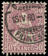 SUISSE 48 : 50c. Lilas, Obl. 13/4/80, TB - 1843-1852 Kantonalmarken Und Bundesmarken