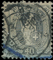 SUISSE 92 : 40c. Gris, Obl., Helvetia Debout, TB - 1843-1852 Kantonalmarken Und Bundesmarken