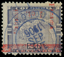 PANAMA (REPUBLIQUE) 81 : 1c. Sur 20c. Violet Foncé, Obl. Càd 10c. 1906 Surch. RENVERSEE, TB - Panama