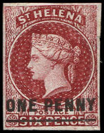 (*) SAINTE-HELENE 3a : 1p. Carmin, Surcharge One Penny, TB - St. Helena