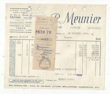 Facture D'avoir , 1951 , R.MEUNIER ,POITIERS ,Vienne , Succursale TOURS - 1950 - ...