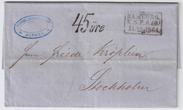 1864, Hamburg, Selt. Schwedisches Postamt !sehr Klar ! Nach Schweden   , #a1735 - Hamburg