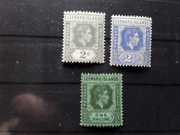 LEEWARDS ISLANDS, 1938 GB Colony, King George VI, 3 Timbres Yvert 93, 94 & 97, 2 P, 2 1/2 P, 1 Shilling , Neufs * MH TTB - Leeward  Islands