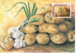 LIECHTENSTEIN  Carte Maxi  1986 Pomme De Terre Oignon Ail - Groenten