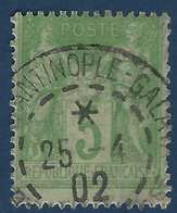 1898 Sage N°102 5c Vert/jaune N/B Oblitéré Constantinople Galata Superbe !! - 1898-1900 Sage (Tipo III)