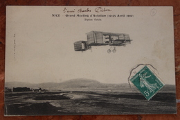 NICE (06) - GRAND MEETING D'AVIATION 1910 - BIPLAN VOISIN - Transport (air) - Airport