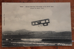 NICE (06) - GRAND MEETING D'AVIATION 1910 - ROUGIER SUR BIPLAN VOISIN - Transport (air) - Airport