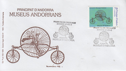 Enveloppe  FDC   1er   Jour   ANDORRE   Musée  D' ANDORRE  :  Tricycles   1999 - Ciclismo