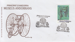 Enveloppe  FDC   1er   Jour   ANDORRE   Musée  D' ANDORRE  :  Tricycles   1999 - Wielrennen