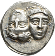 Griechische Münzen: Istros: AR-Drachme, 4. Jhd. V. Chr., Av: 2 Jünglingsköpfe, Rv: Adler Mit Delphin - Grecques