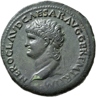 Nero (54 - 68): AE-Sesterz O.J., Lugdunum, Av. Belorbeerte Büste Nach Links, Rv: Ceres Mit Fackel Un - The Julio-Claudians (27 BC To 69 AD)