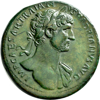 Hadrian (117 - 138): Hadrian 117-138: Sesterz 118, Rom, Av: IMP CAESAR TRAIANUS HADRIANVS AVG, Büste - The Anthonines (96 AD To 192 AD)