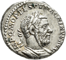 Macrinus (217 - 218): Macrinus 217-218: AR Denar, Rom, Av: IMP C M OPEL SEV MACRINVS AVG, Büste Rech - The Severans (193 AD To 235 AD)