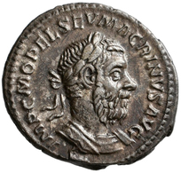 Macrinus (217 - 218): Denar, Vs. Kopfbild Nach Rechts, Rs. Felicitas Nach Links Stehend. PONTIF MAX - Die Severische Dynastie (193 / 235)