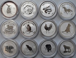 Australien: Silber Lunar I. Komplett Set 12 Münzen (je 1 AUD / 1 OZ Silber) 1999-2010. Angefangen Mi - Andere & Zonder Classificatie