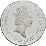 Australien: Lot 2 Münzen: Kookaburra 2 OZ + 10 OZ Proof 999/1000 Silber. Je Gekapselt, In Original E - Andere & Zonder Classificatie