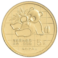 China - Volksrepublik - Anlagegold: Lot 3 Münzen 1/20 OZ China Panda: 1 X 5 Yuan 1989, 2 X 20 Yuan 2 - China