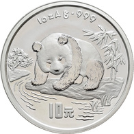 China - Volksrepublik: 10 Yuan 1995, Silberpanda Am Fluß. 31,1 G (1 OZ) 999/1000 Silber, KM# 723, Oh - China