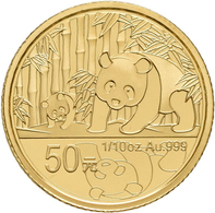 China - Volksrepublik - Anlagegold: Set 2 Münzen 2012, 30 Jahre Panda: 3 Yuan 1/4 OZ Silber + 50 Yua - China