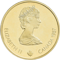 Kanada - Anlagegold: Elizabeth II. 1952-; 100 Dollars 1987, Olympische Spiele Calgary 1988, Torch/Fa - Canada