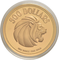 Singapur - Anlagegold: 500 Dollars 1975, 10th Anniversary Republic Of Singapore, Gold 900/1000, 34,7 - Singapur