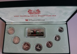 Singapur: Sterling Silver Proof Set: 1997 (7 Coins), PS 46 (KM 98a-103a,104.1a), Holzbox Innen Minim - Singapore