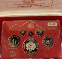 Singapur: Proof Set 1980 (7 Coins), KM-PS 13 (KM# 1-6,17.2), Mit Zertifikat, In Original Holzbox. - Singapore
