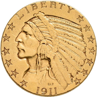 Vereinigte Staaten Von Amerika - Anlagegold: 5 Dollars 1911, Philadelphia, Indian Head, Gold 900/100 - Andere & Zonder Classificatie